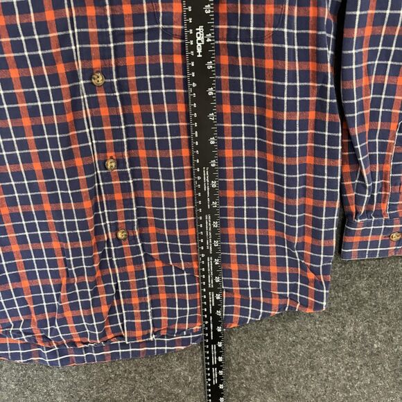 Eddie Bauer Shirt Men's Small Blue Orange Plaid Flannel Button Down Classic Fit - Picture 5 of 9